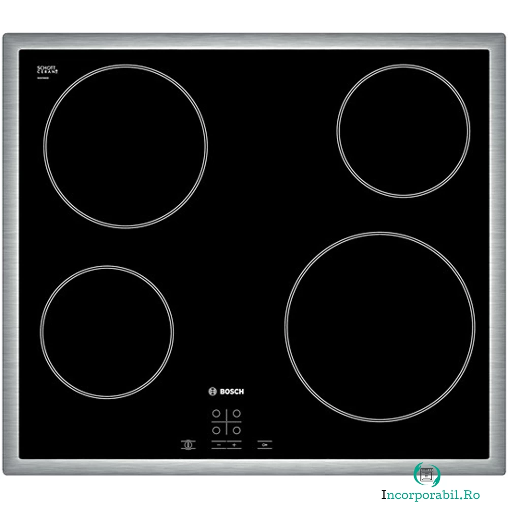 Plita incorporabila Bosch PKE645D17E, Electrica, Vitroceramica, 4 zone de gatit, Touch control, Sticla Neagra