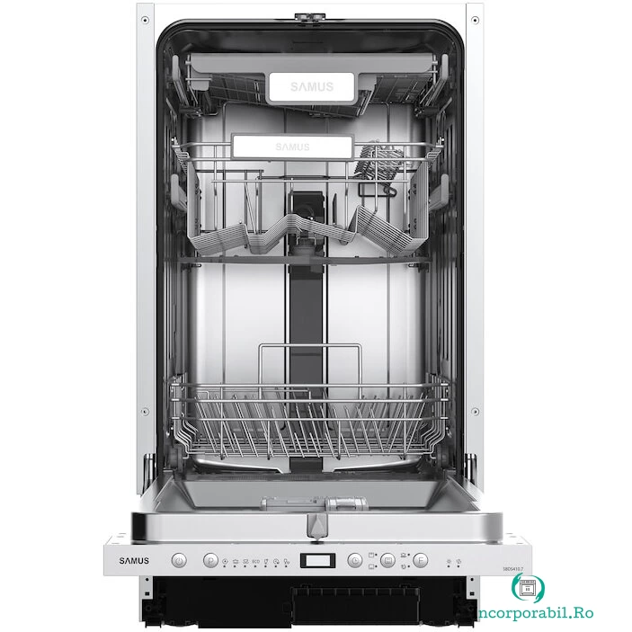 Samus Masina de spalat vase incorporabila Samus SBDS410.7, 10 seturi, 7 programe, Clasa energetica E, Afisaj electronic, Argintiu la 1,268.99 lei ron