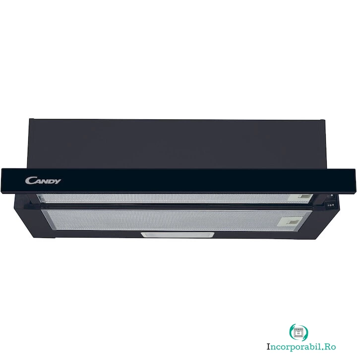 CANDY Hota telescopica incorporabila Candy CBT60RBG, Putere de absorbtie 402 mc/h, 2 Viteze, LED, 60 cm, Sticla neagra la 405.99 lei ron