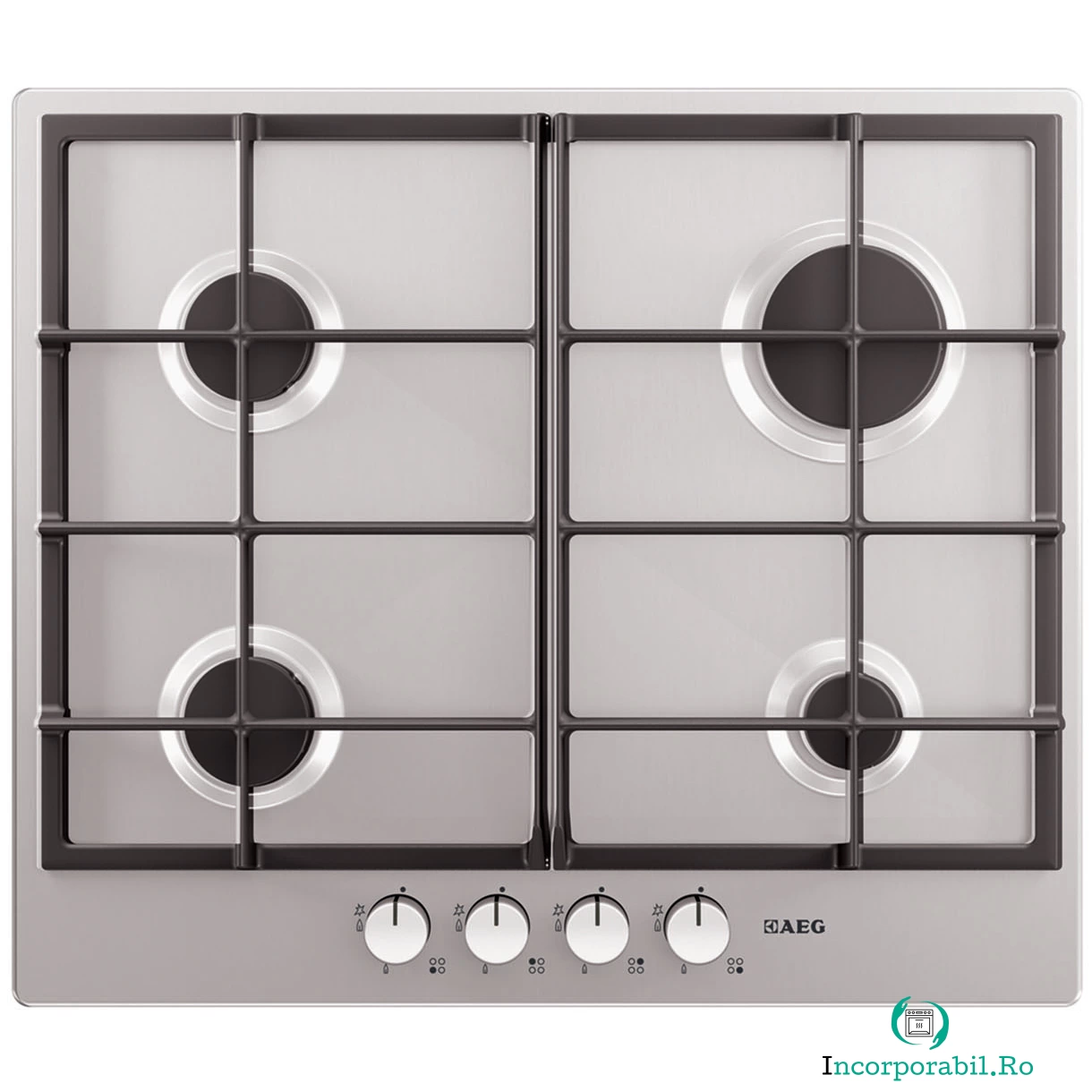 Plita incorporabila AEG HG654320NM, Gaz, 4 Arzatoare, Aprindere electrica, Inox