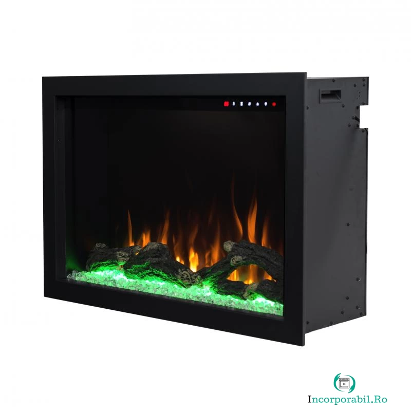Semineu electric incorporabil Nepal 34, Art Flame, 3 culori ale flacarii, Termostat, Cristale si busteni la 4,846.99 lei ron