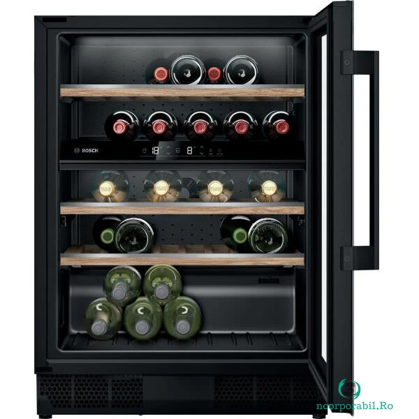 BOSCH Vitrina vinuri incorporabila Bosch KUW21AHG0, 120 l, 44 sticle, Iluminare LED, Doua circuite de racire, Clasa G, 82 cm, Sticla la 7,474.99 lei ron