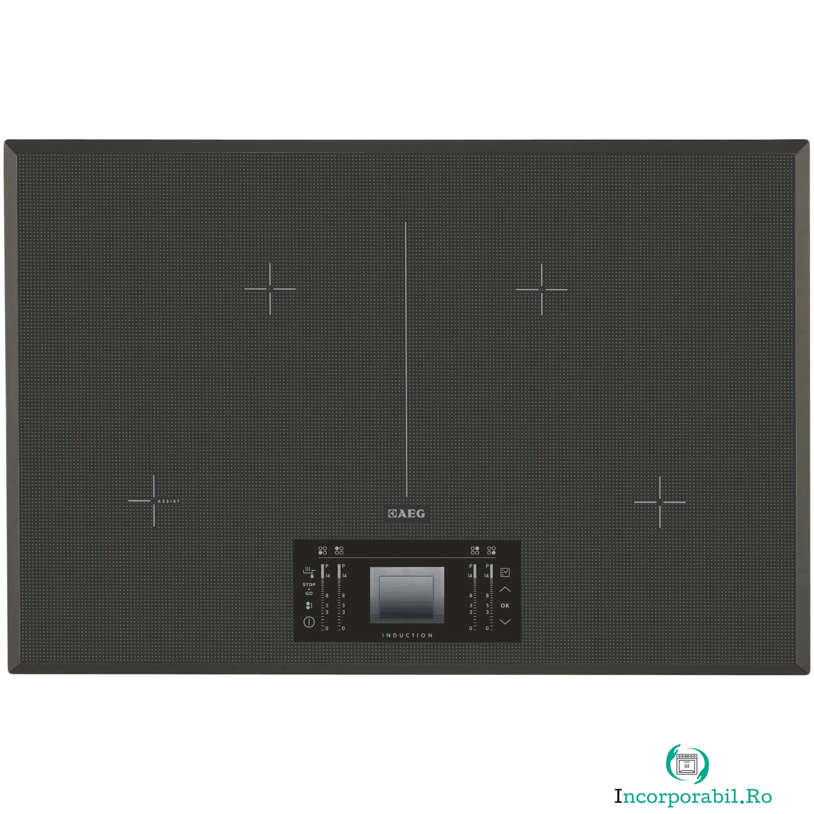 Plita incorporabila AEG HK894400FG, Inductie, 4 Zone de gatit, Touch control, 78 cm, Gri inchis