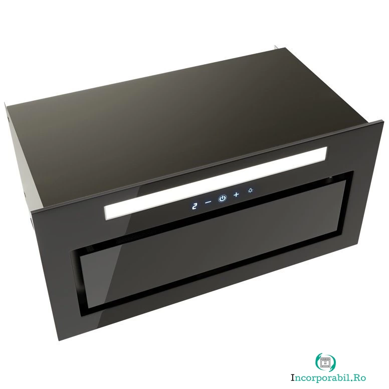 Globalo Hota Incorporabila Globalo Loteo 60.4, 3 trepte de viteza, Touch-control, 525 m3/h, latime 60 cm, telecomanda, Sticla neagra