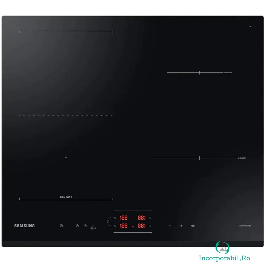 Samsung Plita incorporabila Samsung NZ64B5045GK/U2, Inductie, 4 zone de gatire, Flex Zone, SmartThings Cooking, Auto Conectivity, 60 cm, Negru