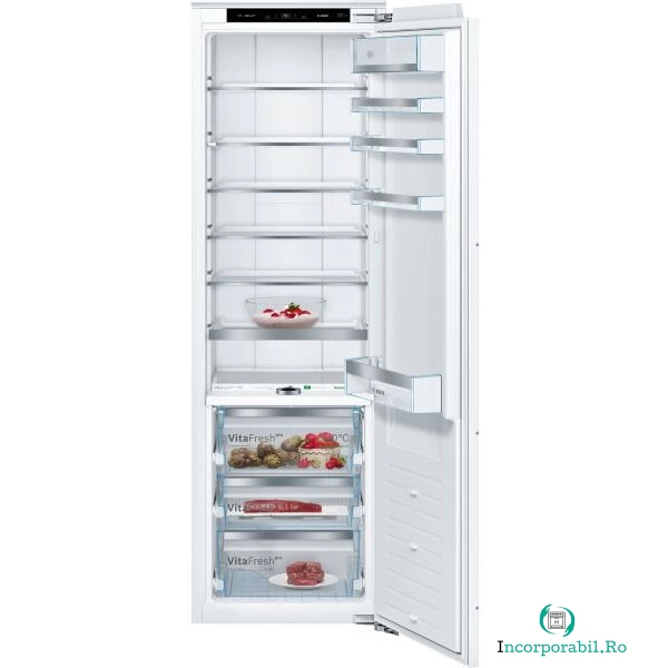 BOSCH Frigider incorporabil cu 1 usa Bosch KIF81PFE0, 289 l, Clasa E, FreshSense, Raft ajustabil, SuperCooling, VitaFresh, H 177 cm, Argintiu la 7,652.99 lei ron