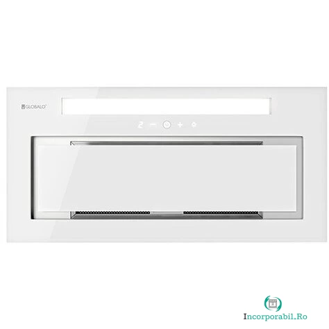 Globalo Hota Incorporabila Globalo Loteo 60.4 Plus, 3 trepte de viteza, Touch-control, 640 m3/h, latime 60 cm, telecomanda, Sticla alba