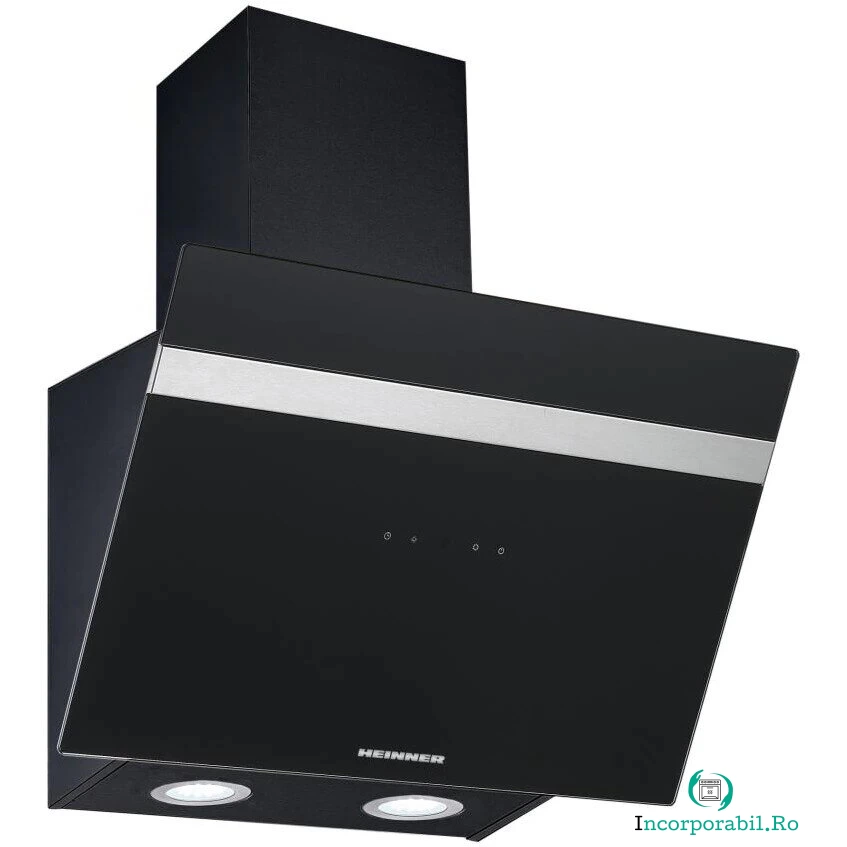 HEINNER Hota incorporabila decorativa Heinner HDCH-6060RGBK, Control touch, Afisaj LED, 1 Motor, Putere de absorbtie 566 m3/H, Lumina LED, 60 cm, Sticla neagra