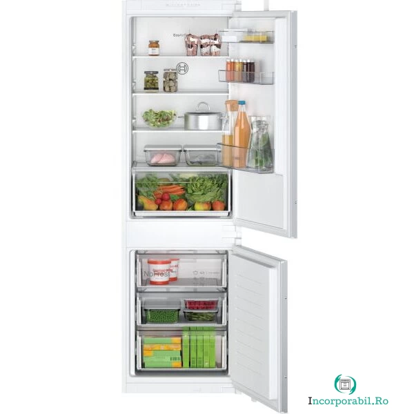 BOSCH Combina frigorifica Incorporabila Bosch KIN86NSE0, 260 l, No Frost, EcoAirflow, Iluminare LED, Clasa E, H 177.2 cm