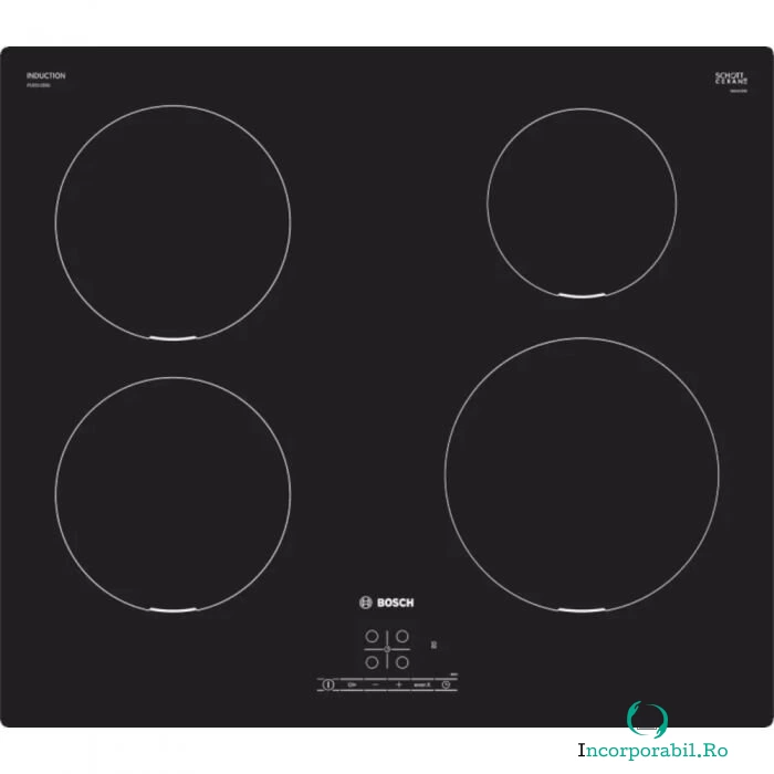 BOSCH Plita incorporabila Bosch PUE611BB6E, Inductie, 4 zone de gatit, 17 trepte putere, TouchSelect, PowerBoost, Control digital, Semnal sonor