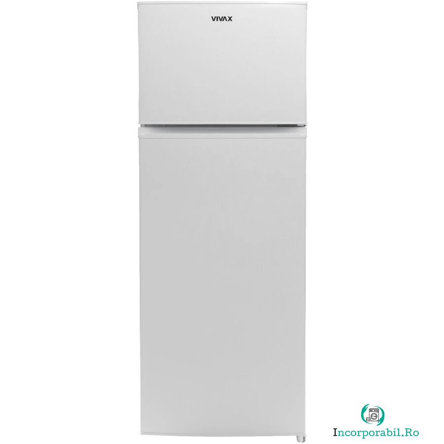 VIVAX Frigider cu doua usi Vivax DD-207E W, 204L, Clasa E, Termostat reglabil, Iluminare LED, Usi reversibile, Suprafata painted metal, 3 Rafturi de Sticla securizata, H 143 cm, Alb