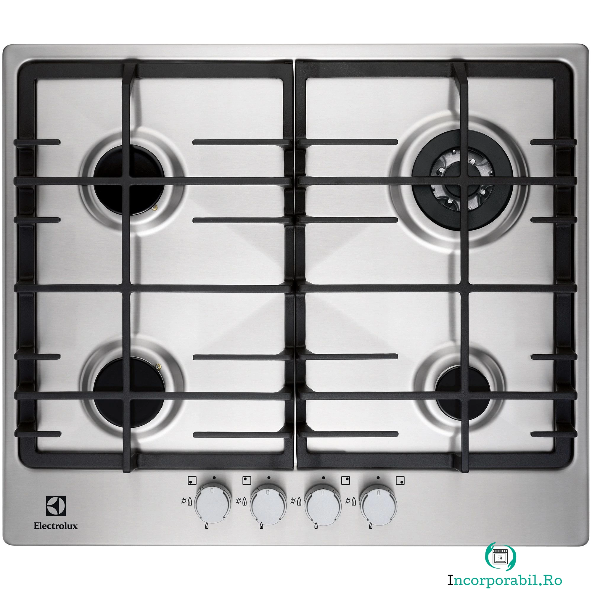 Plita incorporabila Electrolux EGG6343NOX, Gaz, 4 arzatoare (WOK) la 639.90 lei ron