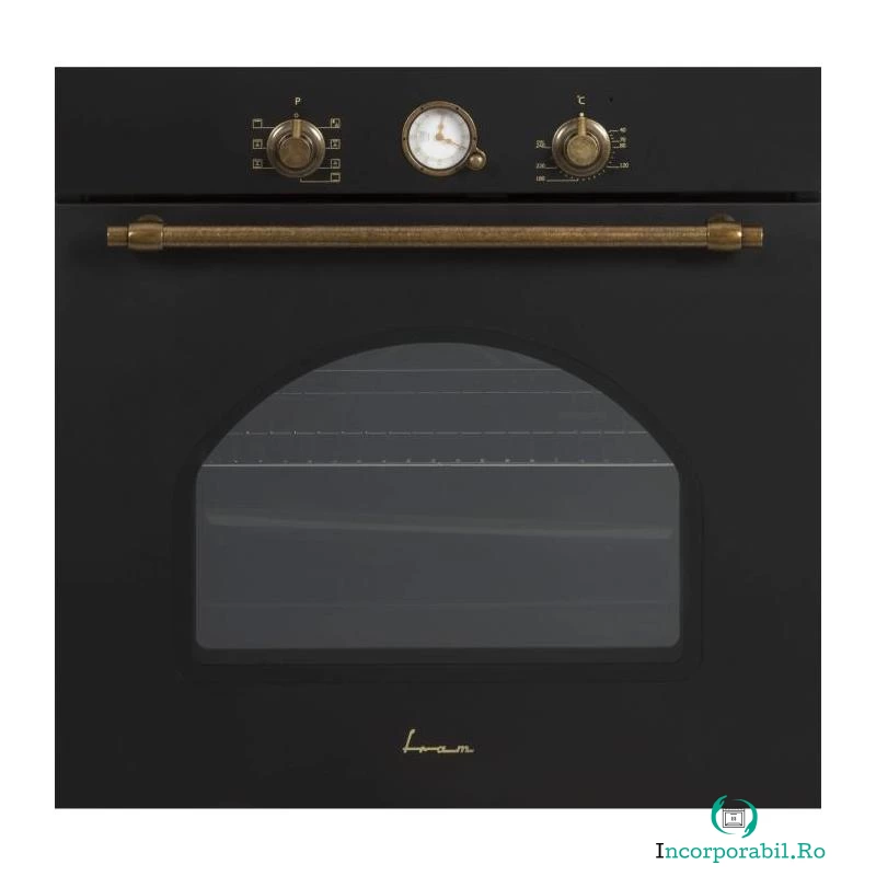 Cuptor incorporabil rustic Fram FBO-S607GCAR-RBK, 60 l, 7 functii, Grill, Display analog, Antracit
