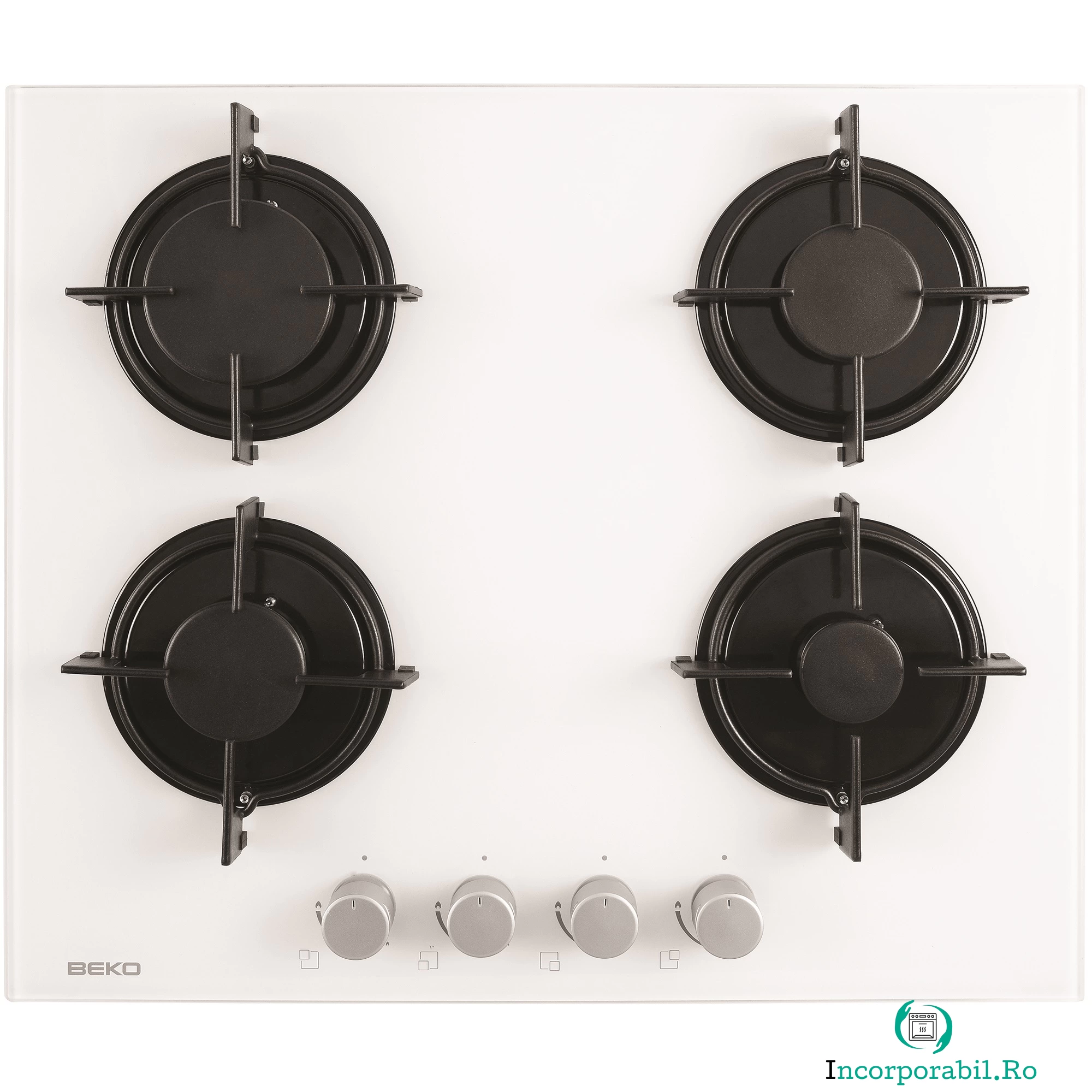 Plita incorporabila Beko HISG64220SW, 4 Arzatoare, Aprindere electrica, Alb