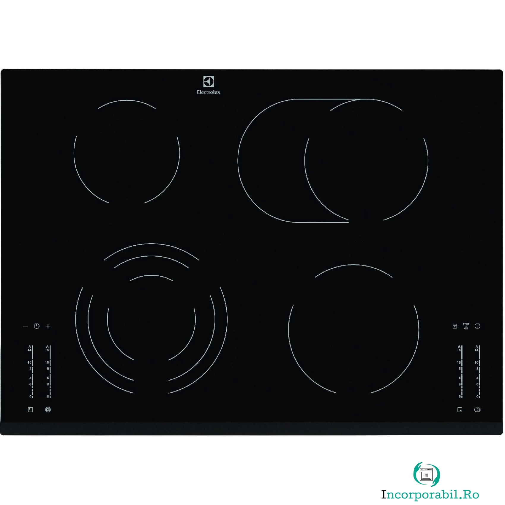 Plita incorporabila Electrolux EHF7647FOK, Vitroceramica, 4 Zone, Neagra