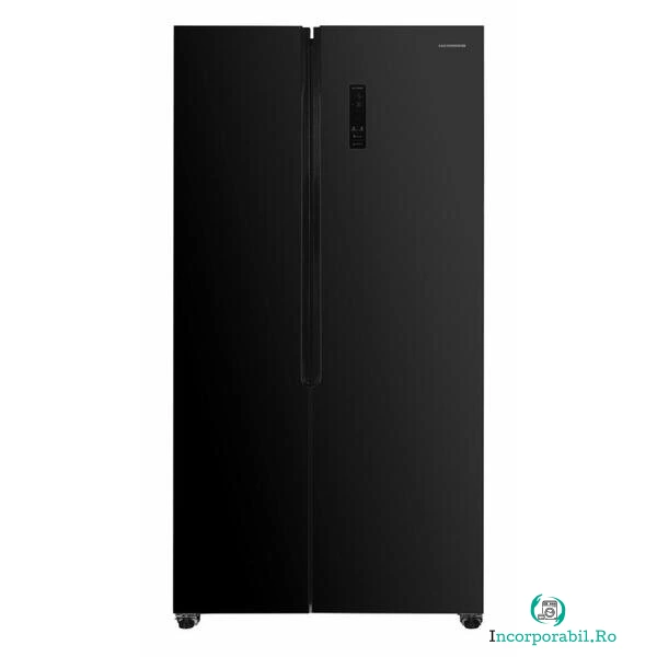 HEINNER Side by Side HEINNER HSBS-HM532NFGBKE++, 532 l, Clasa E, Full No Frost, Inverter, Display tactil, ECO, 2 usi, Sticla neagra, Negru