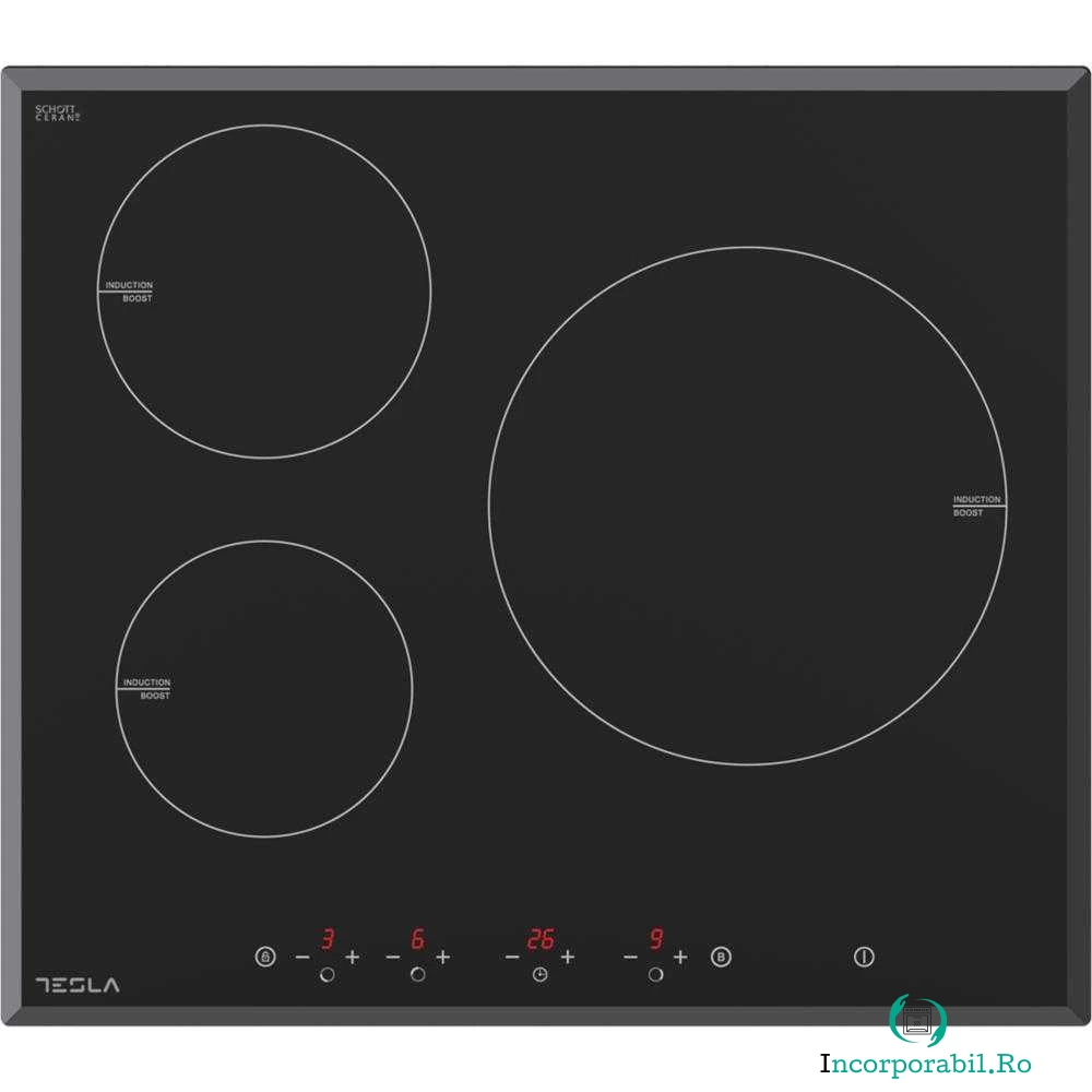 Plita incorporabila cu inductie Tesla HI6300MB, Electrica, 3 zone de gatit