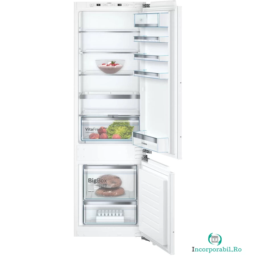 BOSCH Combina frigorifica incorporabila Bosch KIS87AFE0 , 272 l, Clasa E, LowFrost, FreshSense, H 177 cm, Alb la 6,017.99 lei ron