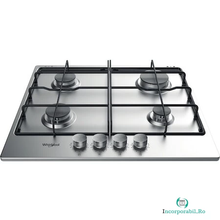 Whirlpool Plita incorporabila Whirlpool TGML 650 IX, Gaz, 4 zone de gatit, 55 cm, Otel inoxidabil la 801.99 lei ron