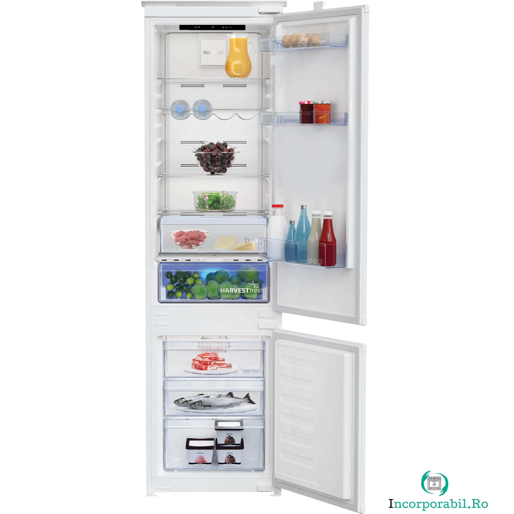 Combina frigorifica incorporabila Beko BCNA306E5SN, 287 l, No Frost, Alb, Clasa D