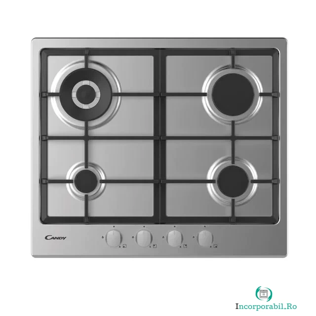 CANDY Plita incorporabila Candy CHG6BR4WX, Gaz, 4 Arzatoare, Aprindere electrica, Siguranta arzatoare, Inox la 785.99 lei ron