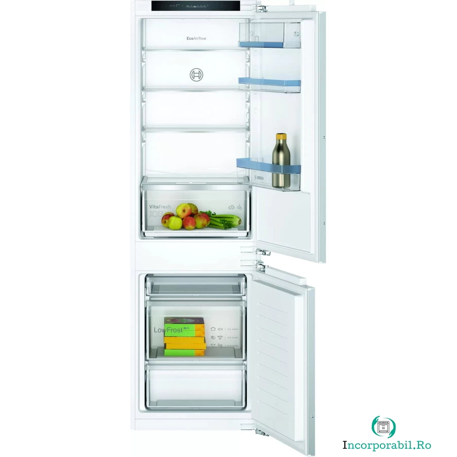 BOSCH Combina frigorifica incorporabila Bosch KIV86VFE1, 267 l, LowFrost, FreshSense, Clasa E, H 177.2 cm, Argintiu la 5,065.99 lei ron