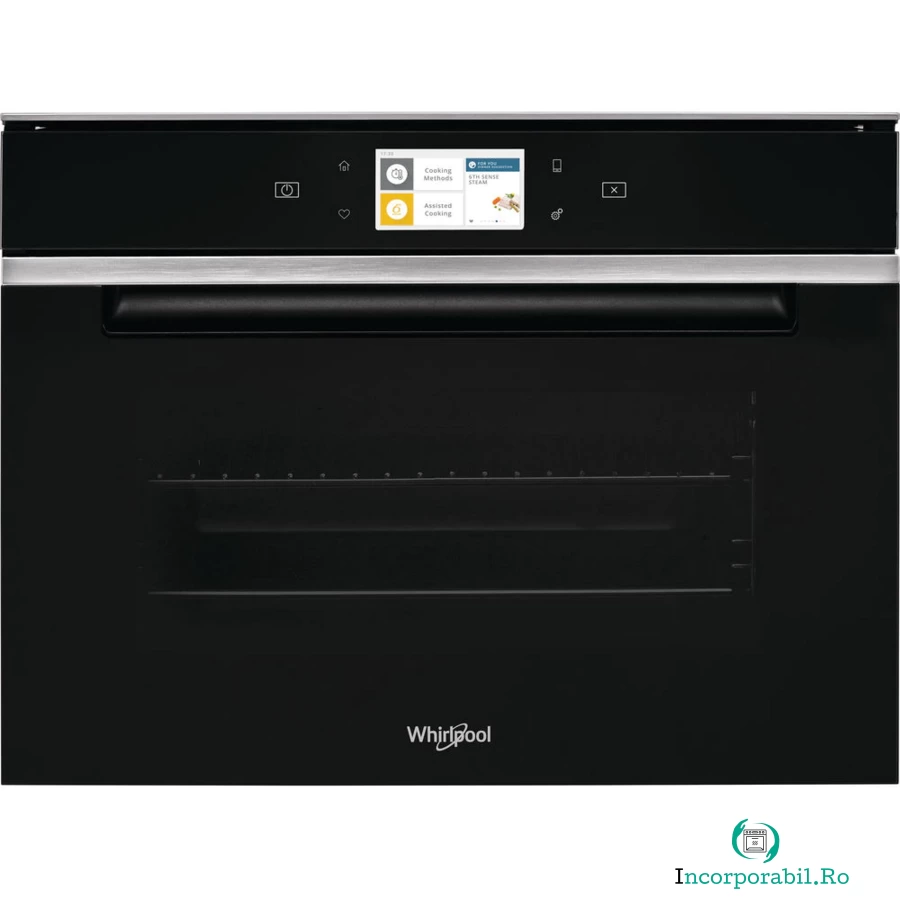 Whirlpool Cuptor incorporabil Whirlpool W11I MS180, electric, gatire asistata cu abur, tehnologia 6th Sense, 34L, 1450W, Negru
