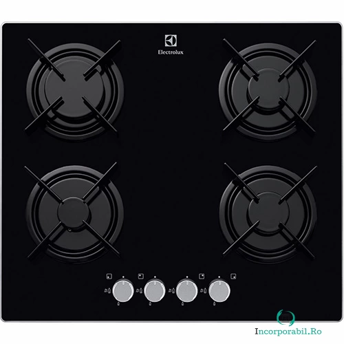 Plita incorporabila Electrolux EGT6242NOK, Gaz, 4 Arzatoare, Aprindere Electrica, Negru la 949.99 lei ron
