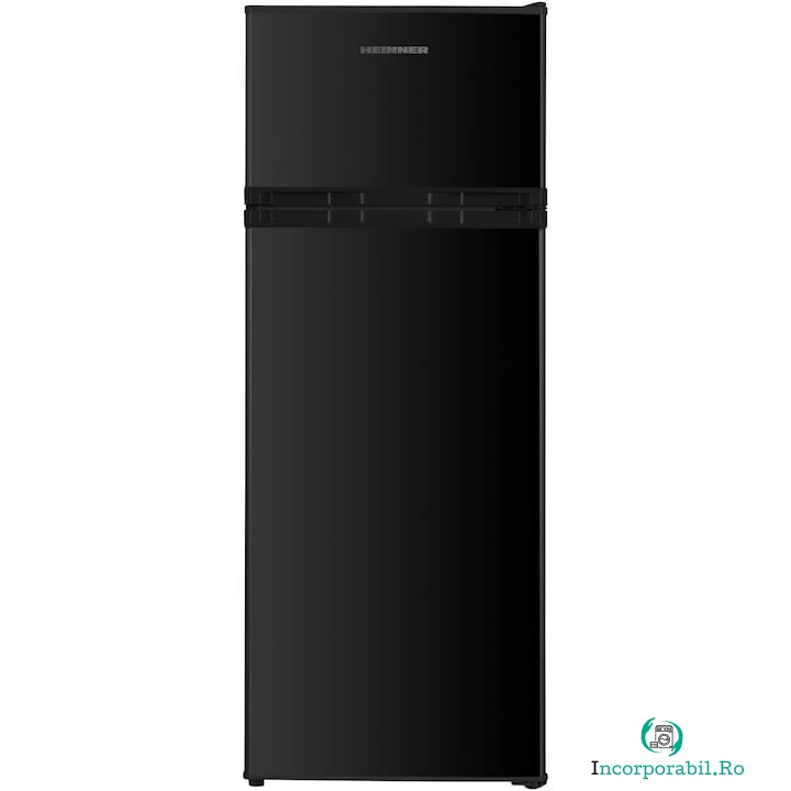 HEINNER Frigider cu doua usi Heinner HF-H2206BKE++, 206 l, Clasa E, lumina LED, 3 rafturi de sticla, H 143 cm, Negru