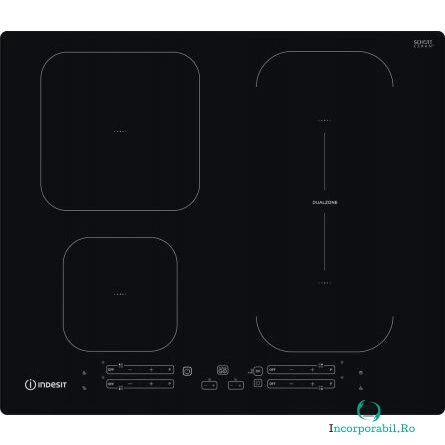 INDESIT Plita incorporabila Indesit IB 65B60 NE, Inductie, 4 zone de gatit, 59cm, Negru
