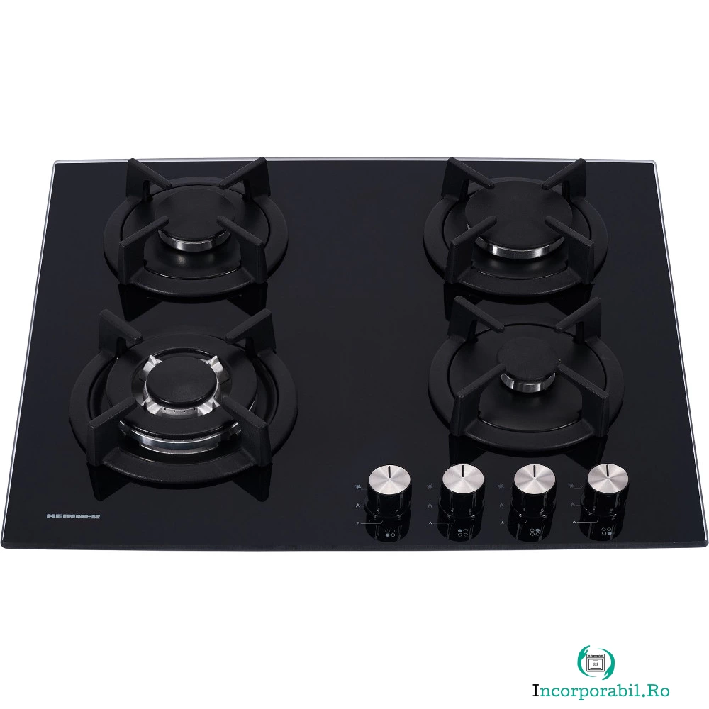 Plita incorporabila Heinner HBH-S584WI-GBK, Sticla, 4 arzatoare, Wok