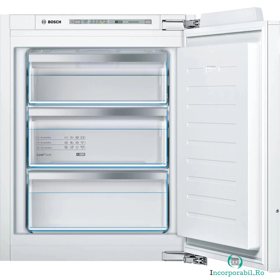 BOSCH Congelator incorporabil Bosch GIV11AFE0, 72 l, LowFrost, 3 sertare, Clasa E, H 71.2 cm, Argintiu la 3,489.99 lei ron
