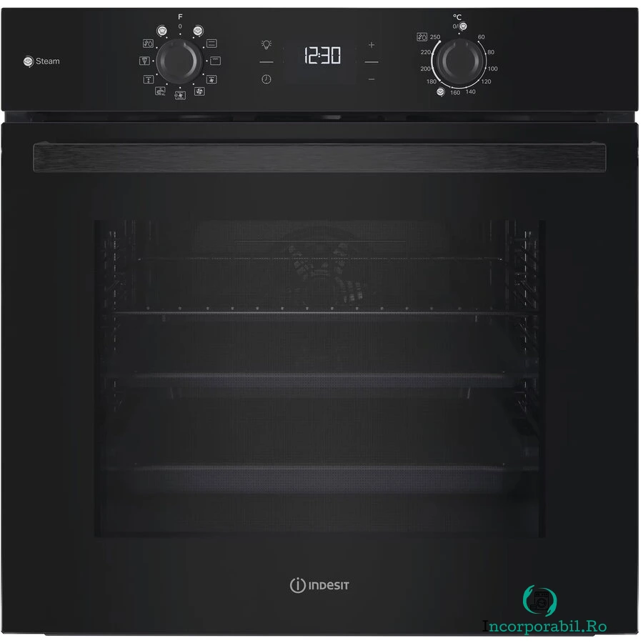 INDESIT Cuptor incorporabil Indesit IO K58HS B, Electric, 71 l, Click&Clean, Program Pizza, Autocuratare Hidrolitica, Clasa A+, Negru