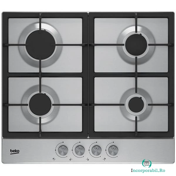 Beko Plita incorporabila Beko HIAG64225SX, Gaz, 4 arzatoare, Inox la 843.99 lei ron