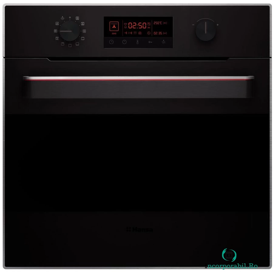 hansa Cuptor incorporabil Hansa Fine Design, display, butoane retractabile, 8 functii, grill, ventilator, 62 L, negru la 1,196.99 lei ron