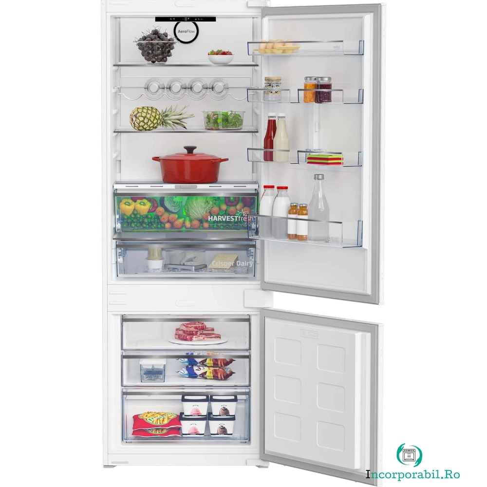 Combina frigorifica incorporabila BEKO BCNE400E40SN, 370 l, No Frost, Raft sticle, HarvestFresh, Display touch control, H 194 cm, Alb, Clasa E la 3,799.99 lei ron